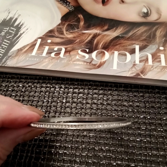 Lia Sophia Crystal Bling Silver-tone Bangle - Picture 2 of 3